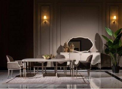 Essgruppe Essecke Esstisch Stühle 9tlg Esszimmer Beige Holz Anrichte